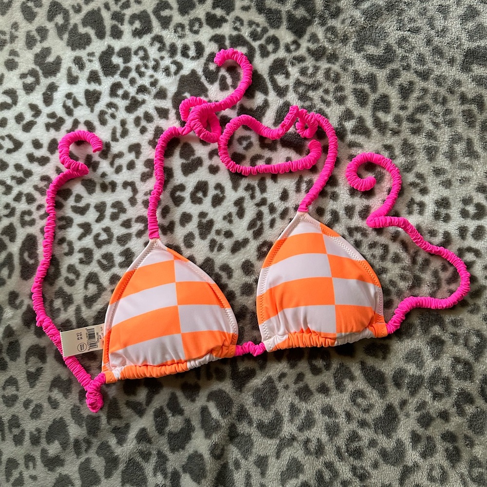 Aerie Scrunchie Tie Triangle Bikini Top in Orange Spice Size Medium Women’s